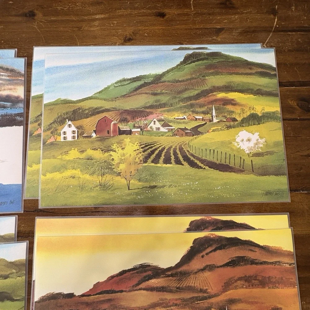 Shapiro AWS Four Seasons Vinyl Placemats Set 8 Farm Country Landscape Cottage
